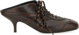 Dries Van Noten Textured Pointed Toe Leather Kitten Heel Mules