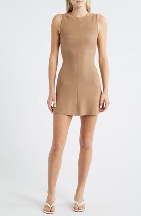 Solid & Striped The Lucerne Sleeveless Knit Minidress in Camel at Nordstrom, Size Medium
