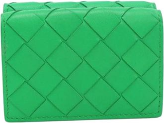 Bottega Veneta Pre-owned Vintage Tri-fold Portemonnee - Dames - Vintage Accessoires - Groen - ONE Size - Leer - Vintage