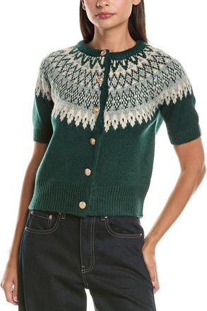 Current Elliott Elbow-Sleeve Birdseye Jacquard Alpaca & Wool-Blend Cardigan