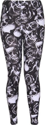 Purple Hanger Womens Animal Aztec Letters Skull Multi Printed Pattern Long Full Stretch Elasticated Waistband Fit Ladies Leggings Pants Plus Size Skull & Rose Print