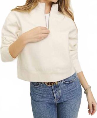 HYFVE Zip-Up Minimalist Sweatshirt In Ivory