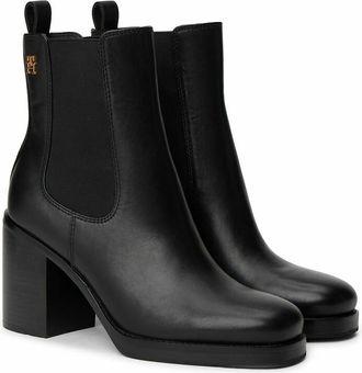 Tommy Hilfiger Bottines in leer, vierkante top