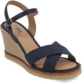 Mia Amore Allisha Espadrille Wedge Sandal in Navy at Nordstrom Rack, Size 7.5