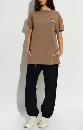 Moschino Oversized Brown T-shirt With Bear Motif, Womens, Brown