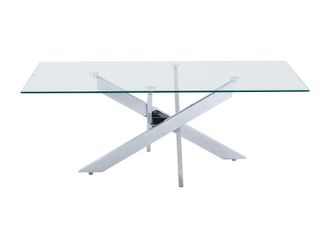 VENTE-UNIQUE.COM Mesa de centro cristal transparente, plateado