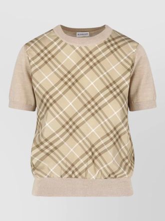 Burberry checked crew neck top short sleeves ribbed