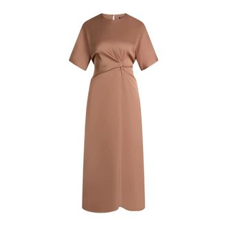 Joop Satijnen Jurk met Gedrapeerd Accent - Dames - Casual kleedjes - Bruin - XS - Satijn - Kleedjes