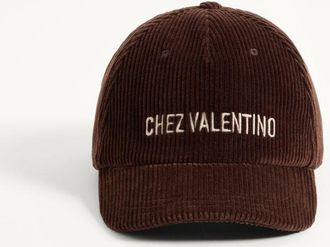 Valentino Garavani Baseball Cap Chez Valentino In Velluto Con Ricamo Uomo MARRONE 57