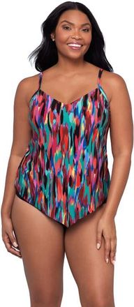 Trimshaper Hank Handkerchief Tankini Swimsuit Top in Abstract Mosaic at Nordstrom, Size 12