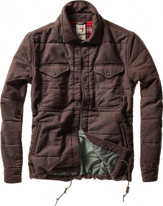 Relwen Mens Moleskin Snap Jacket In Dark Brown