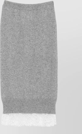 Ermanno Scervino cashmere knitted lace trim midi skirt