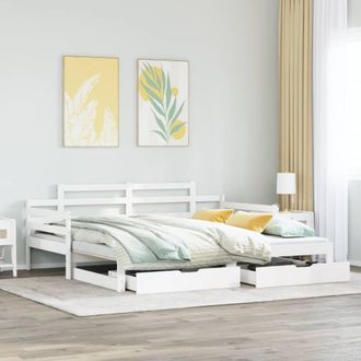 Berkfield Home Daybed with Trundle & Drawers without Mattress White 90x200 cm