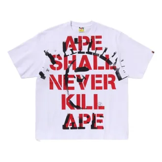 A Bathing Ape Spray Print College Relaxed Fit T-Shirt White 1L30-110-329-GRY