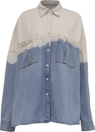 Dries Van Noten Tie-Dyed Button-Down Denim Shirt in Multicolor Cotton
