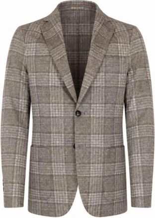 Circolo 1901 Plaid Single-Breasted Blazer - Heren - Blazers - Grijs - 2XL - Katoen - Jassen