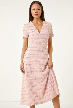 Roman Ruffle Midi Wrap Dress