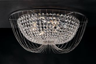 Netlighting Vienna Crystal K9 Flush Ceiling Light Chrome E14 in Grey