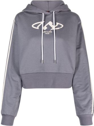 GCDS logo-print drawstring hoodie - women - Cotton - S - Grey