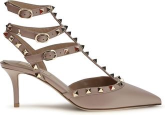 Valentino Garavani Womens Sandals Ankle-Strap Rockstud Powder Pink