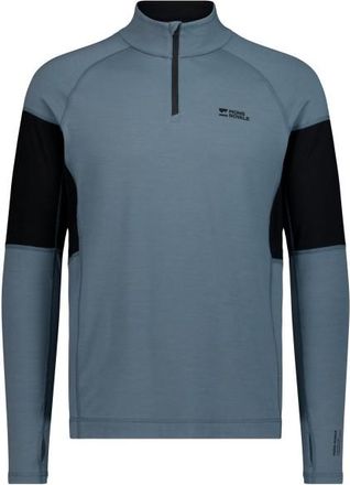 Mons Royale Olympus Merino Base Layer 1/4 Zip L/S Merinounterw&auml;sche f&uuml;r Herren | grau/blau