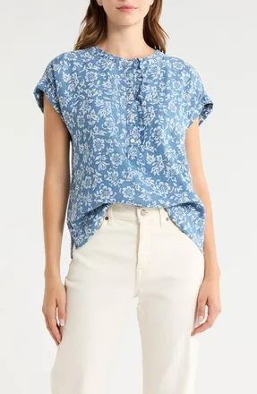 Tommy Bahama Bahia Blooms Top in Medium Indigo Wash at Nordstrom, Size X-Small