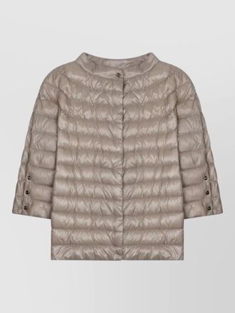 Herno quilted jacket three quarter sleeves high collar