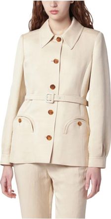 Blaz&eacute; Milano Donzi Paint Jacket - Dames - Blazers - Beige - S - Leer - Jassen