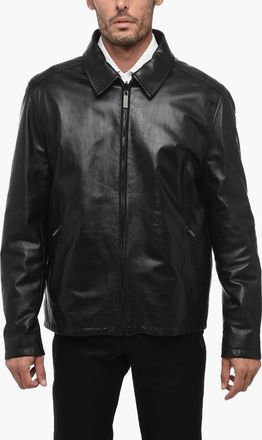 A.Testoni Leather Double-Face Jacket with Herringbone Pattern Testoni