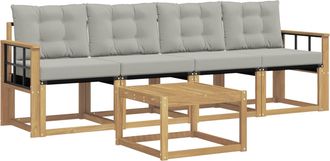 vidaXL Conjunto De Sof&aacute;s De Exterior 5 Uds. Blanco Y Gris Claro Vidaxl