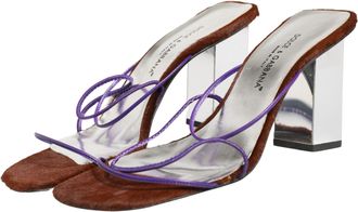 Dolce & Gabbana Silver Block Heels Slip On Sandals Womens Shoes