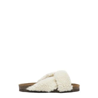 Flattered Sliders, female, Beige, 7 UK, Teddy Mules for Winter Comfort