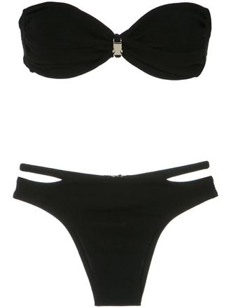 Amir Slama buckle bandeau bikini ser - women - Polyamide/Spandex/Elastane - GG - Black