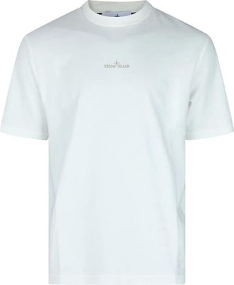 Stone Island T-shirt in cotone con logo - Bianco