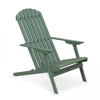 Oviala Sill&oacute;n reclinable plegable de madera de eucalipto verde