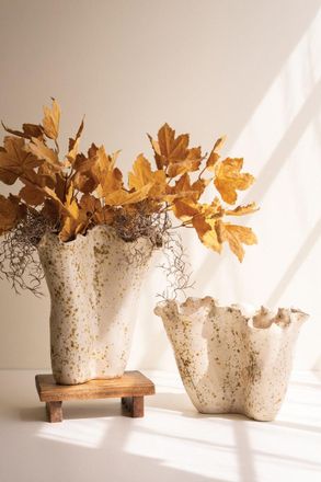 Kalalou Set Of Two Ceramic Rustic Edge Vases