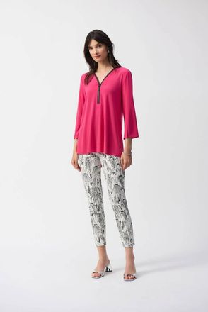Joseph Ribkoff Sketch Print Slim Cropped Pants In Vanilla/black