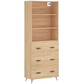 vidaXL Vidaxl - Aparador alto madera contrachapada color roble 69,5x34x180 cm