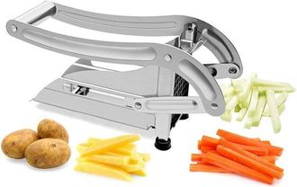 OEM Cortador De Patatas Fritas, Acero Inoxidable, F&aacute;cil De Limpiar, Mango Extensible, Presiona Para Cortar, Zanahorias Y Pepinos, Plateado, Negro