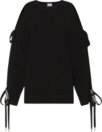 Dondup Lange Mouw Viscose Ronde Hals Top - Dames - Ronde hals truien - Zwart - S - Truien & Vesten