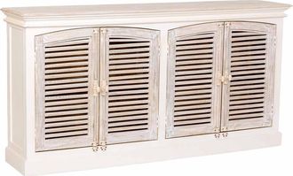 Wanderlust Deco Aparador De Madera Artesanal Blanco 182x38x93h Cm