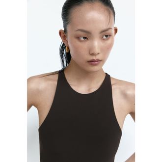 H&M Sleeveless thong bodysuit in Dark Brown at Nordstrom, Size X-Large