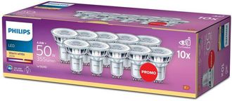 Philips LED, Faretti, 10 pz, equivalente a 50W, attacco GU10, Luce Bianca Calda