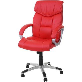 Hhg Non utilizzato] Poltrona sedia ufficio girevole regolabile HHG 052 design moderno ecopelle rosso