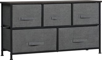 HOMCOM Chest Of Drawers - 5 Drawer Fabric Dresser For Bedroom - Dark Grey | TJ Hughes