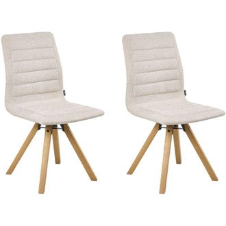 Beliani Set di 2 sedie da pranzo con base girevole senza braccioli gambe in legno beige chiaro Rox