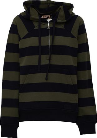 N&deg;21 Striped Drawstring Kangaroo Pocket Hoodie