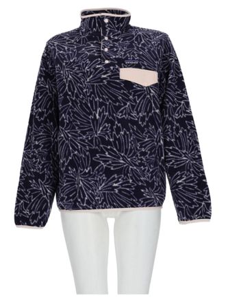 Patagonia Abstract Leaf Pattern Pullover Sweater with High Collar