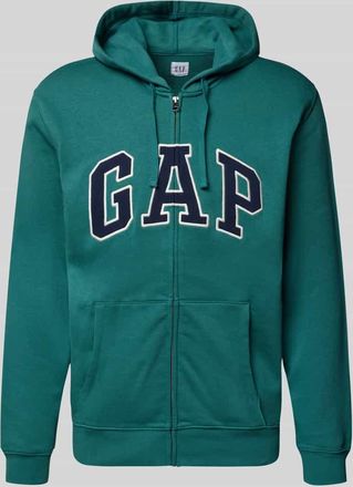 GAP Sweatjacke mit Logo und K&auml;nguru-Tasche in Smaragd, Gr&ouml;&szlig;e XXL