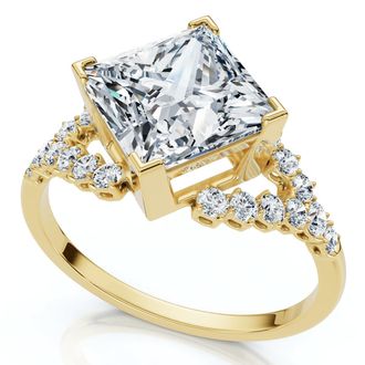 Pompeii3 Certified 2.25Ct Princess Cut Diamond Engagement Ring 14k Gold or Pt Lab Grown